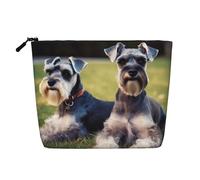 Dwvtfsm Make-up-Tasche für Erwachsene, Schnauzer-Hunde, wasserdicht, Leinen, Reise-Kosmetik-Organizer, leichter Reißverschluss, Reise-Kulturbeutel, Organizer, Make-up-Pinsel, Aufbewahrungstasche