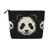 Dwvtfsm Make-up-Tasche mit drei Linien, Panda-Kopf, wasserdicht, Leinen, Reise-Kosmetik-Organizer, leichter Reißverschluss, Reise-Kulturbeutel, Organizer, Make-up-Pinsel, Aufbewahrungstasche