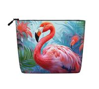 Dwvtfsm Make-up-Tasche mit Flamingo-Muster für Damen, wasserdicht, Leinen, Reise-Kosmetik-Organizer, leichter Reißverschluss, Reise-Kulturbeutel, Organizer, Make-up-Pinsel, Aufbewahrungstasche