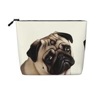 Dwvtfsm Make-up-Tasche mit Mops-Motiv für Damen, wasserdicht, Leinen, Reise-Kosmetik-Organizer, leichter Reißverschluss, Reise-Kulturbeutel, Organizer, Make-up-Pinsel, Aufbewahrungstasche