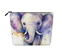 Dwvtfsm Make-up-Tasche mit niedlichem Elefanten-Aquarell-Design, wasserdicht, Leinen, Reise-Kosmetik-Organizer, leichter Reißverschluss, Reise-Kulturbeutel, Organizer, Make-up-Pinsel