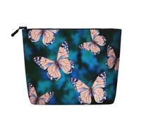 Dwvtfsm Make-up-Tasche mit niedlichen Schmetterlingen, wasserdicht, Leinen, Reise-Kosmetik-Organizer, leichter Reißverschluss, Reise-Kulturbeutel, Organizer, Make-up-Pinsel, Aufbewahrungstasche