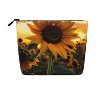 Dwvtfsm Make-up-Tasche mit Sonnenblumenmotiv für Damen, wasserdicht, Leinen, Reise-Kosmetik-Organizer, leichter Reißverschluss, Reise-Kulturbeutel, Organizer, Make-up-Pinsel, Aufbewahrungstasche