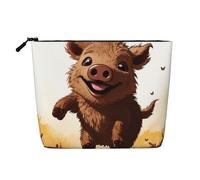Dwvtfsm Make-up-Tasche mit Springschwein-Animation, wasserdicht, Leinen, Reise-Kosmetik-Organizer, leichter Reißverschluss, Reise-Kulturbeutel, Organizer, Make-up-Pinsel, Aufbewahrungstasche