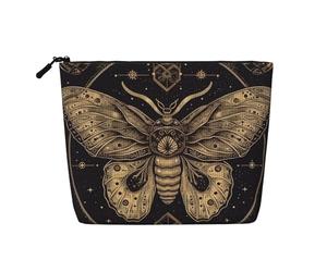 Dwvtfsm Motten-Make-up-Tasche für Damen, wasserdicht, Leinen, Reise-Kosmetik-Organizer, leichter Reißverschluss, Reise-Kulturbeutel, Organizer, Make-up-Pinsel, Aufbewahrungstasche