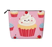 Dwvtfsm Niedliche Cupcake-Make-up-Tasche für Damen, wasserdicht, Leinen, Reise-Kosmetik-Organizer, leichter Reißverschluss, Reise-Kulturbeutel, Organizer, Make-up-Pinsel, Aufbewahrungstasche