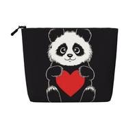 Dwvtfsm Panda Make-up-Tasche mit Herzmotiv, wasserdicht, Leinen, Reise-Kosmetik-Organizer, leichter Reißverschluss, Reise-Kulturbeutel, Organizer, Make-up-Pinsel, Aufbewahrungstasche