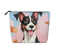 Dwvtfsm Rat Terrier Hunde-Make-up-Tasche für Damen, wasserdicht, Leinen, Reise-Kosmetik-Organizer, leichter Reißverschluss, Reise-Kulturbeutel, Organizer, Make-up-Pinsel, Aufbewahrungstasche