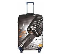 DWVTFSM Reisegepäck-Abdeckung, elastisch, kratzfest, waschbar, Reisekoffer-Abdeckung, Mikrofon mit Musiknoten, Gepäckschutz, passend für 45,7 - 81,3 cm große Koffer, Schwarz , M