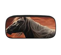 DWVTFSM Romantisches Mustang großes Federmäppchen, wasserdicht, niedliches Stifteetui, Reise-Kosmetiktasche, Leder, Make-up-Tasche, Organizer, Stifthalter für Männer und Frauen, Stil:, Einheitsgröße