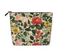 Dwvtfsm Rose Make-up-Tasche für Damen, wasserdicht, Leinen, Reise-Kosmetik-Organizer, leichter Reißverschluss, Reise-Kulturbeutel, Organizer, Make-up-Pinsel, Aufbewahrungstasche