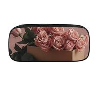 DWVTFSM Roses in Box, großes Federmäppchen, wasserdicht, niedliches Federmäppchen, Reise-Kosmetiktasche, Leder, Make-up-Tasche, Organizer, Stifthalter für Männer und Frauen, Stil:, Einheitsgröße