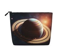 Dwvtfsm Saturn Ring Planet Make-up-Tasche für Damen, wasserdicht, Leinen, Reise-Kosmetik-Organizer, leichter Reißverschluss, Reise-Kulturbeutel, Organizer, Make-up-Pinsel, Aufbewahrungstasche