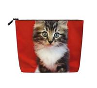 Dwvtfsm Schöne Katzen-Make-up-Tasche für Damen, wasserdicht, Leinen, Reise-Kosmetik-Organizer, leichter Reißverschluss, Reise-Kulturbeutel, Organizer, Make-up-Pinsel, Aufbewahrungstasche