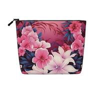 Dwvtfsm Schöne Make-up-Tasche mit Blumenmuster für Damen, wasserdicht, Leinen, Reise-Kosmetik-Organizer, leichter Reißverschluss, Reise-Kulturbeutel, Organizer, Make-up-Pinsel, Aufbewahrungstasche