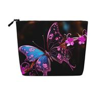 Dwvtfsm Schöne Make-up-Tasche mit Schmetterlingsmotiv für Damen, wasserdicht, Leinen, Reise-Kosmetik-Organizer, leichter Reißverschluss, Reise-Kulturbeutel, Organizer, Make-up-Pinsel