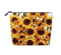 Dwvtfsm Schöne Make-up-Tasche mit Sonnenblumen-Motiv, wasserdicht, Leinen, Reise-Kosmetik-Organizer, leichter Reißverschluss, Reise-Kulturbeutel, Organizer, Make-up-Pinsel, Aufbewahrungstasche