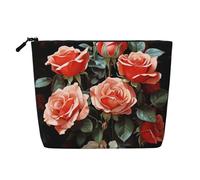 Dwvtfsm Schöne Rose Geschenk Make-up-Tasche für Frauen, wasserdicht, Leinen, Reise-Kosmetik-Organizer, leichter Reißverschluss, Reise-Kulturbeutel, Organizer, Make-up-Pinsel, Aufbewahrungstasche