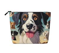 Dwvtfsm The Dog Breed Make-up-Tasche für Damen, wasserdicht, Leinen, Reise-Kosmetik-Organizer, leichter Reißverschluss, Reise-Kulturbeutel, Organizer, Make-up-Pinsel, Aufbewahrungstasche