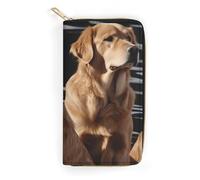 DWVTSLH Golden Retrievers Geldbörse aus Leder, Münzgeldbörse, Kreditkartenhalter, RFID-blockierend, Mini-Doppelfalttasche, Ledergeldbörse mit Reißverschluss, für beide Geschlechter