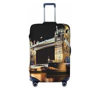 DWVTSLH Night London Tower Bridge Gepäckabdeckungen für Koffer, TSA-geprüft, Elastan, elastisch, waschbar, kratzfest, Reisegepäckabdeckung, passend für 45,7 - 81,3 cm Gepäck, Schwarz , XL