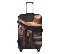 DWVTSLH Pferdesattel mit Cowboyhut, wilder Gepäcküberzug für Koffer, TSA-geprüft, Elastan, elastischer Kofferbezug, waschbar, kratzfest, Reisegepäckabdeckung, passend für 45,7 - 81,3 cm Gepäck