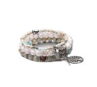 Dww-Bracelet Pierre Naturelle Femme Lotus il de tigre Obsidienne Rhodochrosite Perles d'Energie Pierre Prcieuse lastique Tibtain Bouddhiste Famille Am