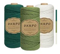 DXRPO Premium Makramee Garn Set, 3 Stück 3mm x 100m Macrame Cord,Baumwollgarn Macrame Garn für DIY Handwerk, Hängepflanzen,Weihnachten,Boho Deko(Natur, Olivgrün, Dunkelgrün)