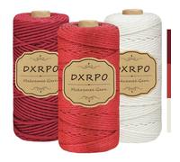 DXRPO Premium Makramee Garn Set, 3 Stück 3mm x 100m Macrame Cord,Baumwollgarn Macrame Garn für DIY Handwerk, Hängepflanzen,Weihnachten,Boho Deko(Natur, Rot, Dunkelrot)