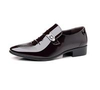 DXSYGMBN Herren Lackleder Dress Schuhe Luxus Glänzend Slipper Loafers Formale Hochzeit Party Business Oxford Schuhe,Braun,44 EU