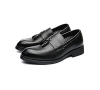 DXSYGMBN Herren Leder Quasten Slip-On Loafer Klassische Penny Flats Smoking Loafer Für Business Casual Kleid Abschlussball Party,Schwarz,45 EU