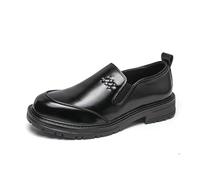 DXSYGMBN Herren Leder Slipper Business Freizeit Schuhe Bequem Sneaker Büro Alltag rutschfest Leicht Klassisch Businessschuhe,Schwarz,45 EU