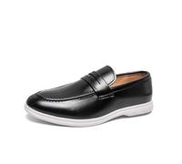 DXSYGMBN Herren Penny Loafer Slipper Freizeitschuhe PU-Leder Mokassins rutschfeste Gummisohle für Büro und Alltag,Schwarz,38 EU