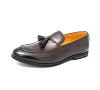 DXSYGMBN Herren Slipper aus Leder mit Quasten Klassische Halbschuhe Business Hochzeit Freizeit Loafers Bequem Slip-on,Braun,38 EU
