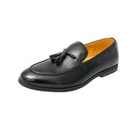 DXSYGMBN Herren Slipper aus Leder mit Quasten Klassische Halbschuhe Business Hochzeit Freizeit Loafers Bequem Slip-on,Schwarz,45 EU