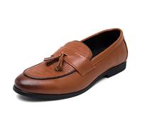 DXSYGMBN Herren Slipper Mit Quaste, Penny-Loafer, Lässig, Für Hochzeiten, Formelle Arbeiten,Braun,39 EU