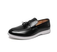 DXSYGMBN Herren Slipper mit Quasten Freizeitschuhe Business Halbschuhe Bequem Leicht Weiches Leder für Büro Hochzeit Party Alltag Business,Schwarz,45 EU