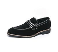 DXSYGMBN Herren Slipper Wildleder Loafers Klassische Mokassins Luxus Metall Schnalle Business Hochzeit Schuhe Abendschuhe,Schwarz,45 EU
