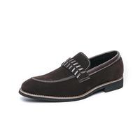 DXSYGMBN Herren Slipper Wildleder Loafers Klassische Mokassins Luxus Metall Schnalle Business Hochzeit Schuhe Abendschuhe,Braun,44 EU