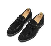 DXSYGMBN Herren Wildleder Penny Loafer Slipper Business Schuhe Schwarz Bequeme Freizeitschuhe für Büro Hochzeit Arbeit und Alltag,Schwarz,48 EU