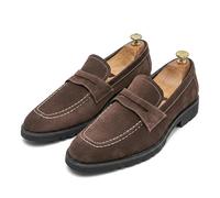 DXSYGMBN Herren Wildleder Penny Loafer Slipper Business Schuhe Schwarz Bequeme Freizeitschuhe für Büro Hochzeit Arbeit und Alltag,Braun,43 EU