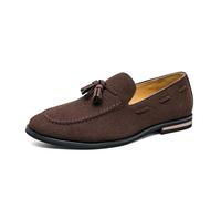 DXSYGMBN Loafer Wildleder Mit Quasten Retro-Slip-On-Fahrerschuhe Für Herren,Braun,41 EU