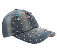 dy_mode Basecap Damen Jeans Baseball Cap Mütze Kappe Glitzer - K020 (K200-Jeansblau)