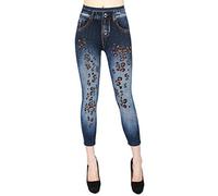 dy_mode Capri Leggings Damen Jeggings 7/8 in Jeans Optik mit Muster Sommer Leggings - 7LG001-004 (One Size | Gr.36-42, 7LG007-Leopard)