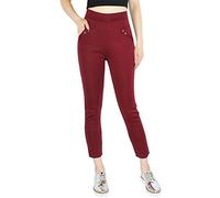 dy_mode Damen Hose Knöchellang 7/8 Stoffhose Sportlich Elegant - DH302 (DH302-Weinrot, 40/L)