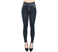 dy_mode Damen Leggings High Waist Jeggings Jeansoptik Hose - JL078 (JL0065-Schwarz)