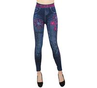dy_mode Damen Leggings High Waist Jeggings Jeansoptik Hose - JL078 (JL416-DiamondPink)