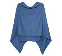 dy_mode Damen Poncho in Unifarben Weiches Strickponcho Cape Herbst Umhang - WJ110 (WJ110-Indigoblau, 36-40)