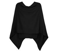 dy_mode Damen Poncho in Unifarben Weiches Strickponcho Cape Herbst Umhang - WJ110 (WJ110-Schwarz, 36-40)