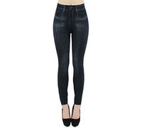 dy_mode Damen Thermo Leggings Thermohose mit Innenfutter - WL027 (36/38 - S/M, WL082-NachtblauSchwarz)